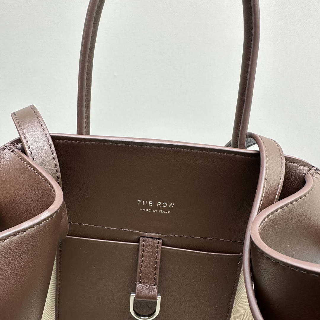 The Row Calfskin Soft Margaux 10 Bag THR153678 Dark Brown