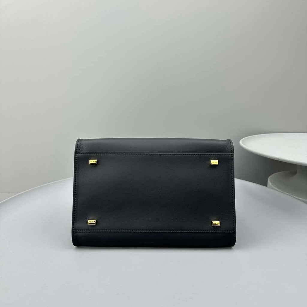 The Row Smooth Calfskin Soft Margaux 10 Bag THR153678 Black