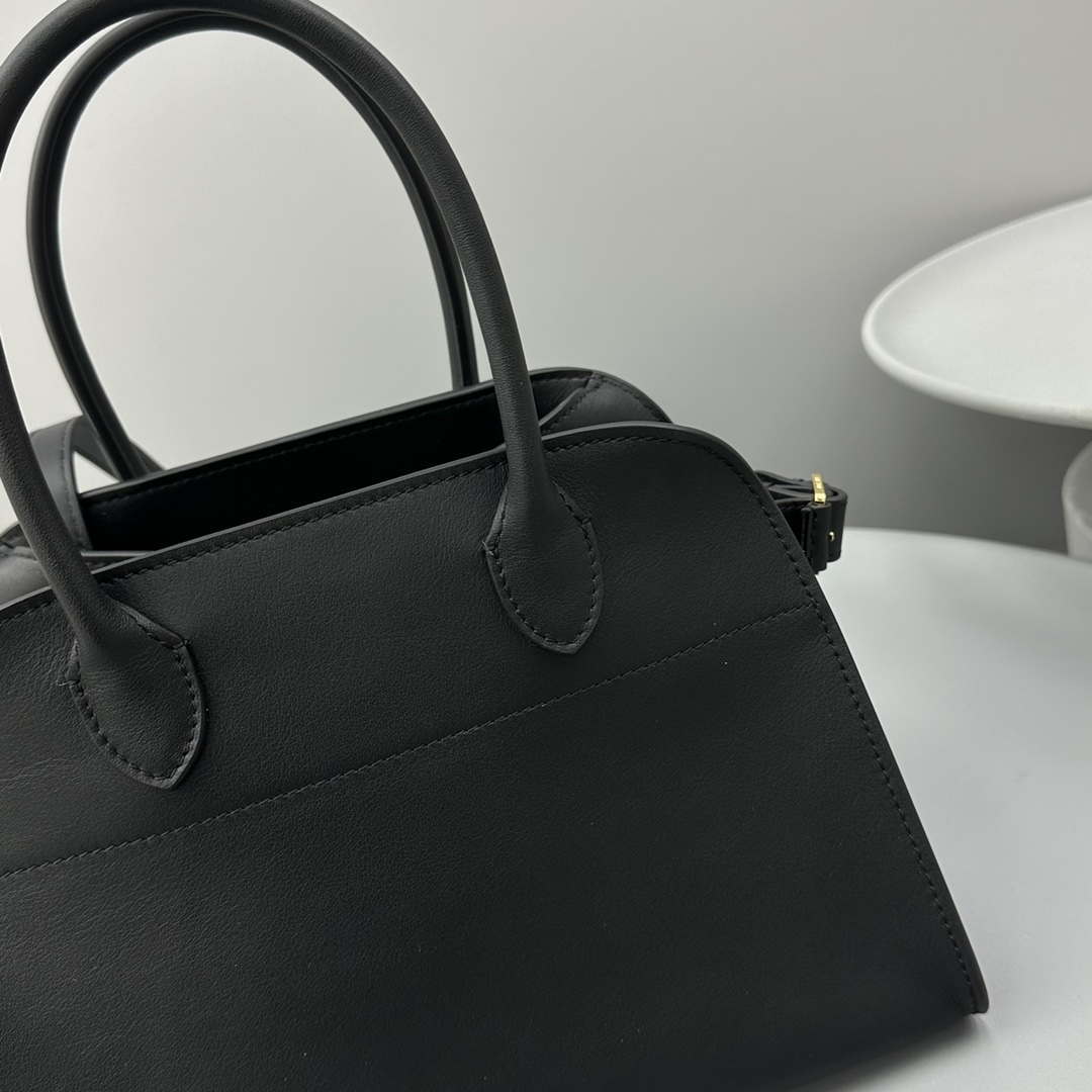 The Row Smooth Calfskin Soft Margaux 10 Bag THR153678 Black