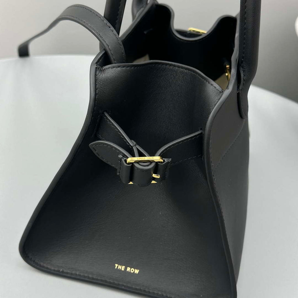 The Row Smooth Calfskin Soft Margaux 10 Bag THR153678 Black
