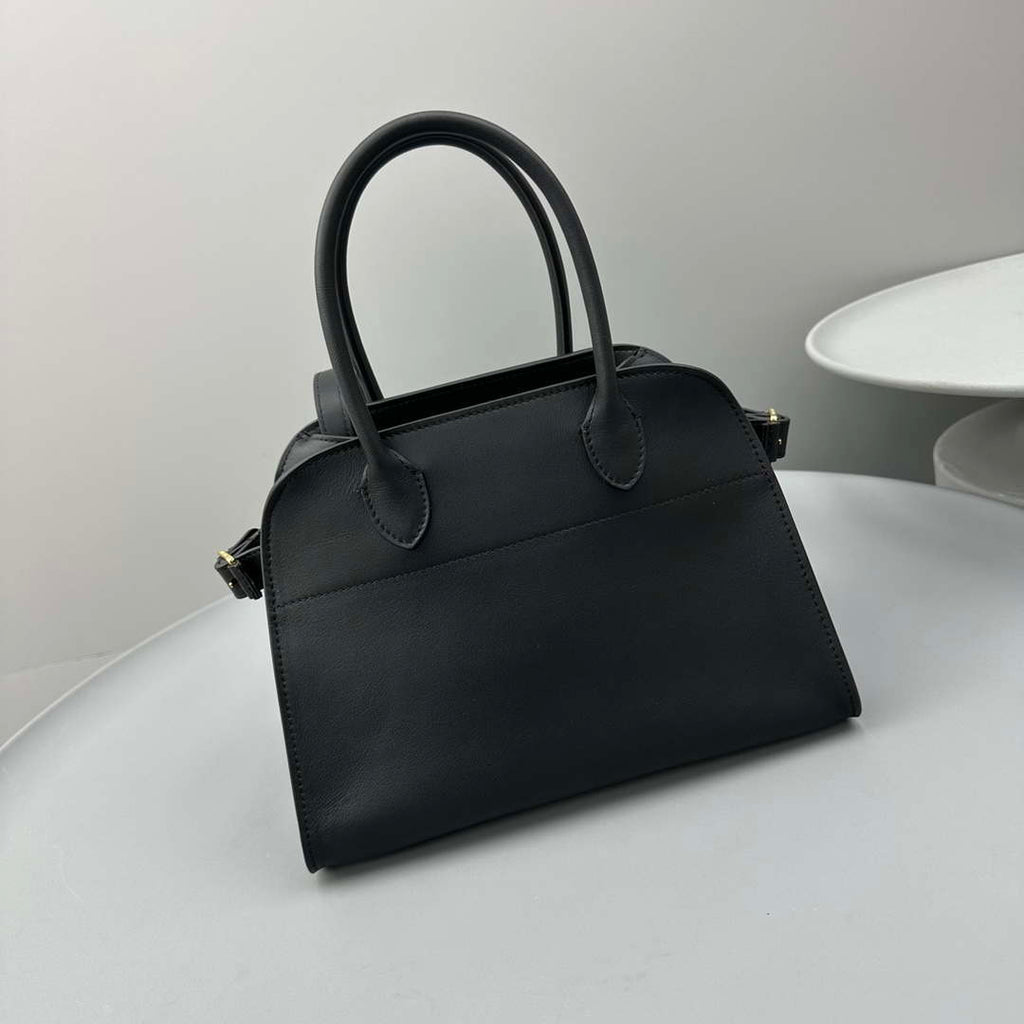 The Row Smooth Calfskin Soft Margaux 10 Bag THR153678 Black