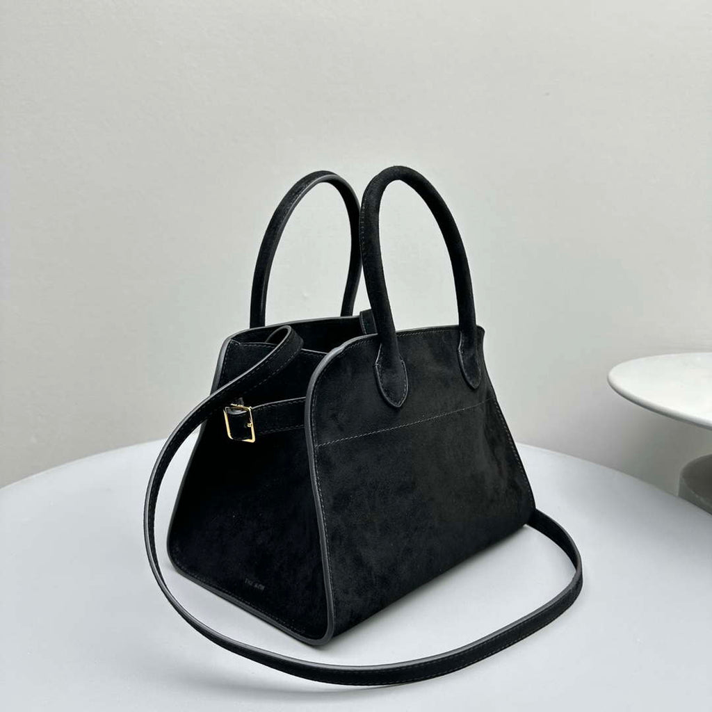 The Row Suede Soft Suede Margaux 10 Bag THR153678 Black