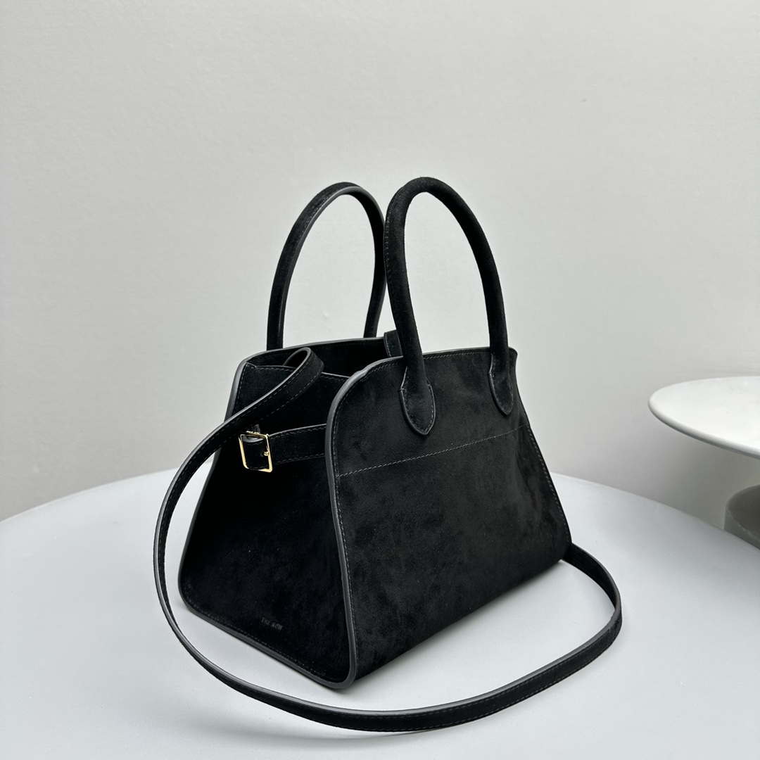 The Row Suede Soft Suede Margaux 10 Bag THR153678 Black