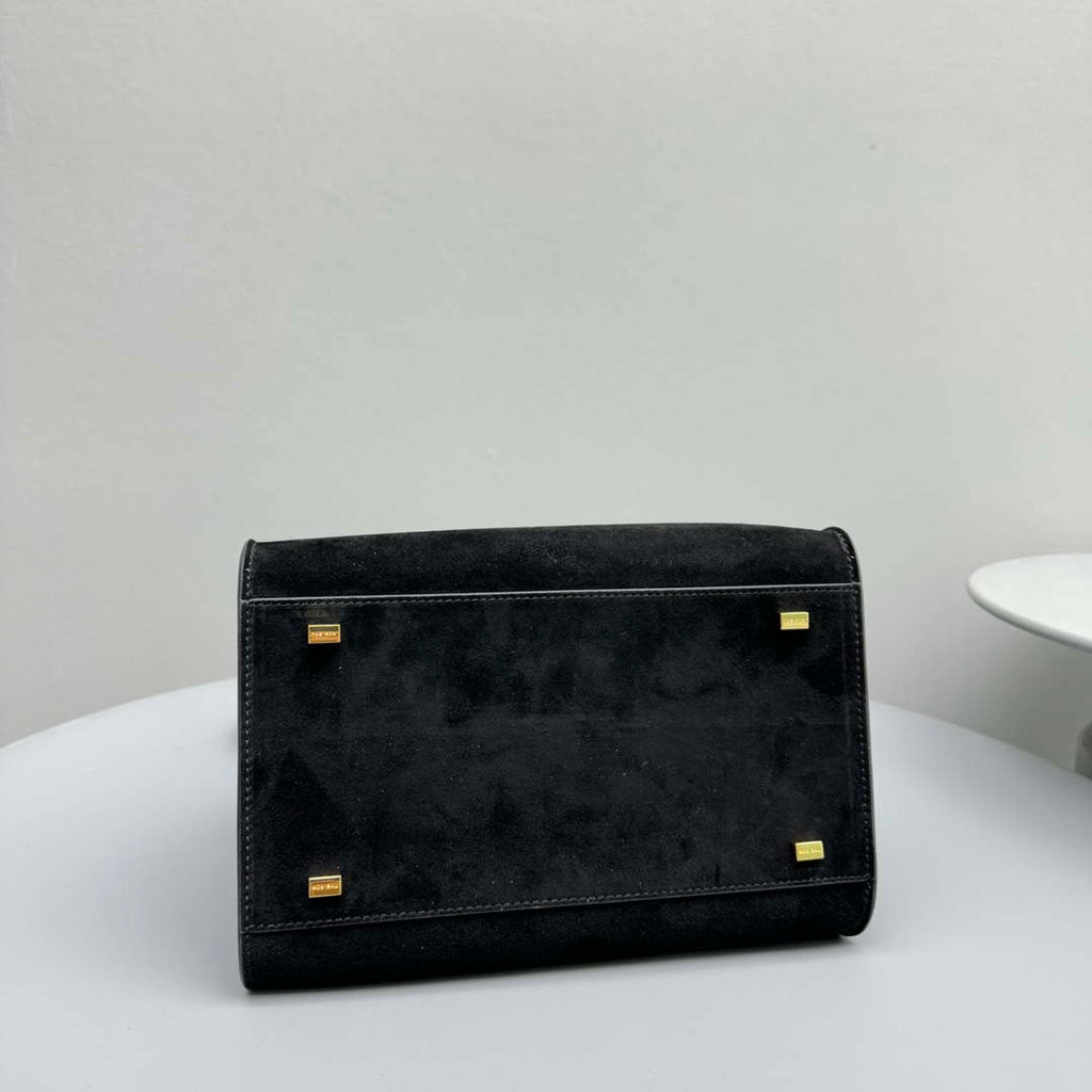 The Row Suede Soft Suede Margaux 10 Bag THR153678 Black