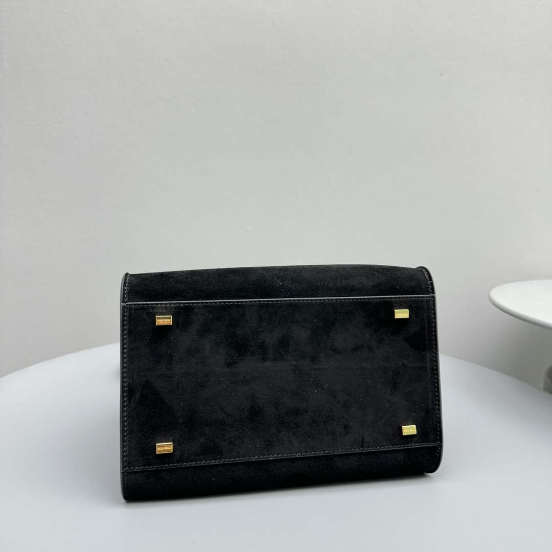 The Row Suede Soft Suede Margaux 10 Bag THR153678 Black
