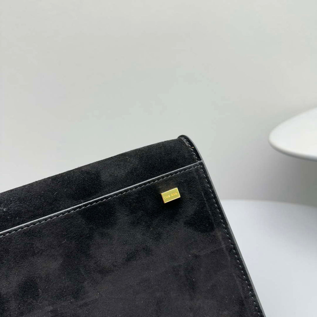 The Row Suede Soft Suede Margaux 10 Bag THR153678 Black