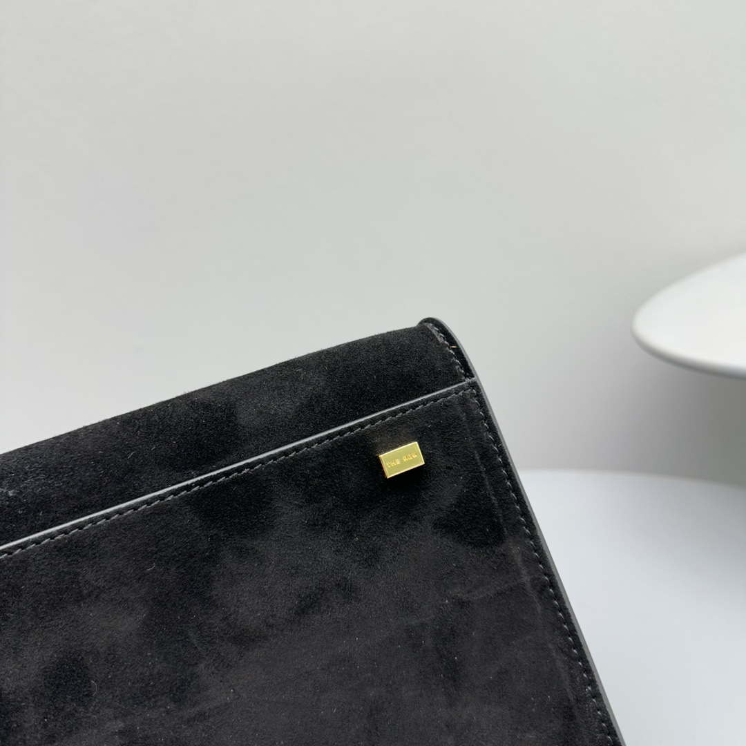The Row Suede Soft Suede Margaux 10 Bag THR153678 Black
