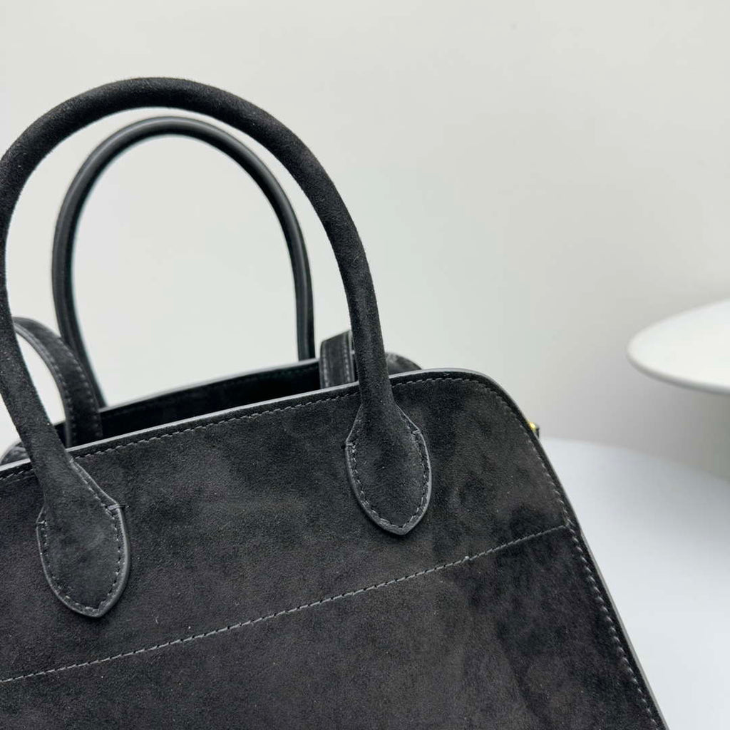 The Row Suede Soft Suede Margaux 10 Bag THR153678 Black