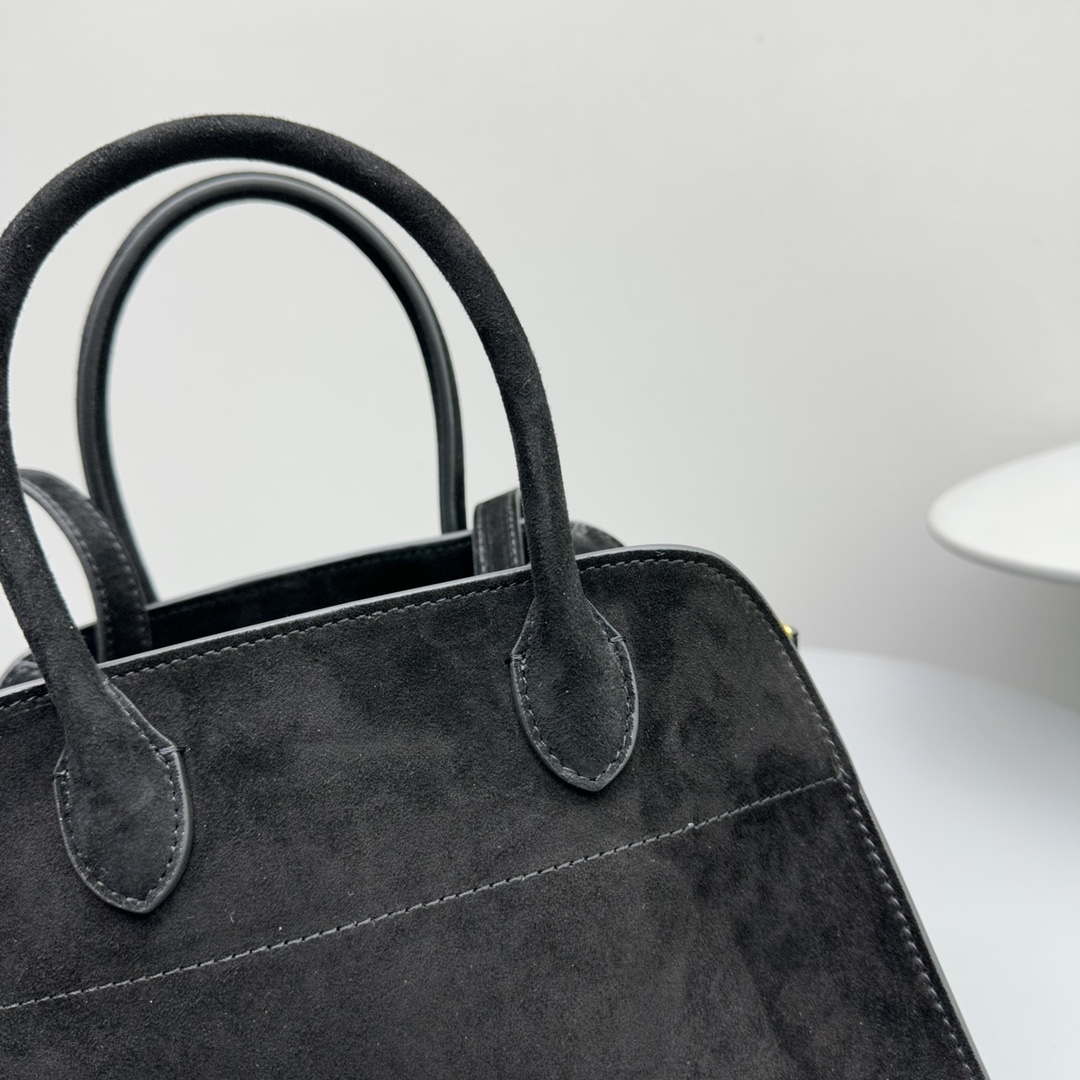 The Row Suede Soft Suede Margaux 10 Bag THR153678 Black