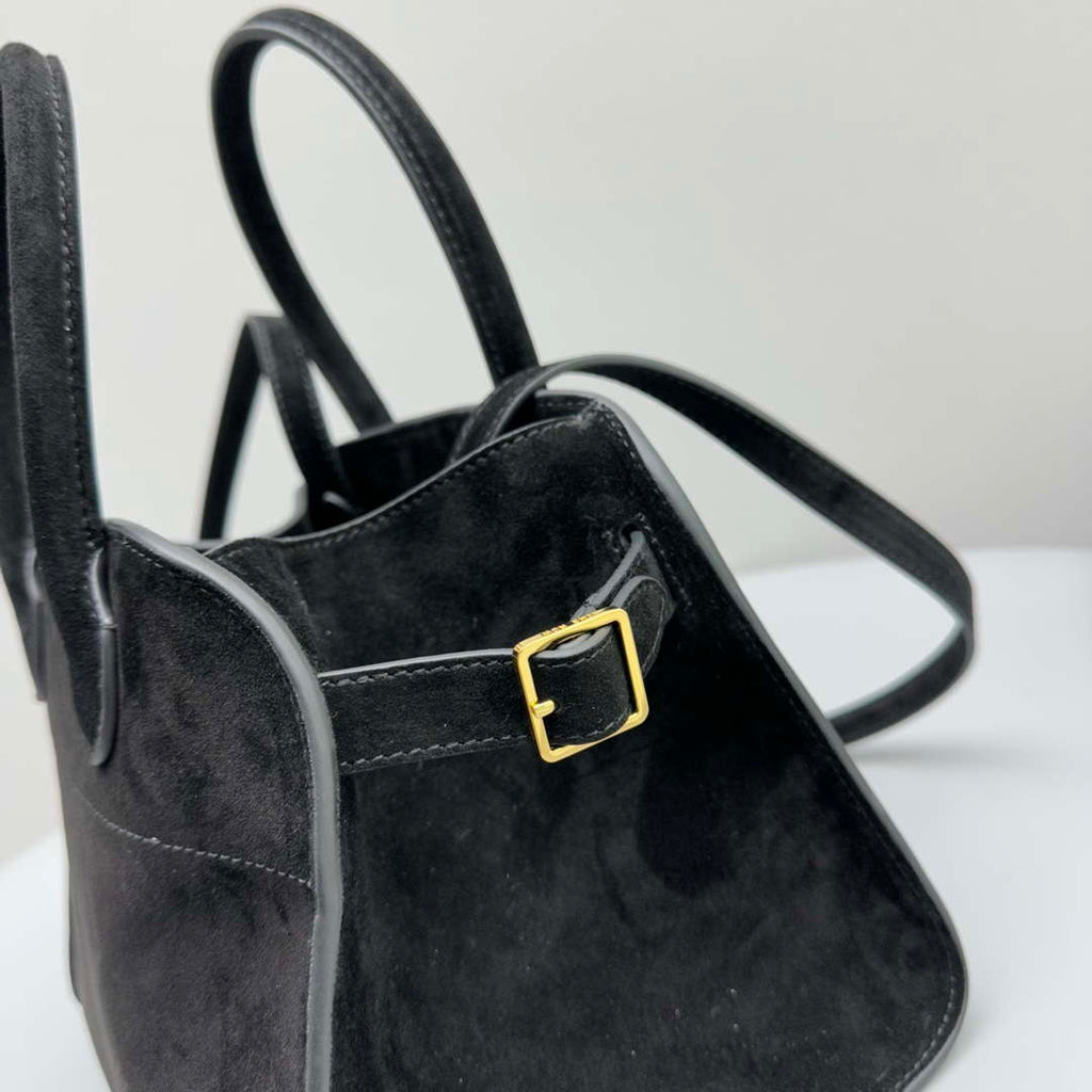 The Row Suede Soft Suede Margaux 10 Bag THR153678 Black