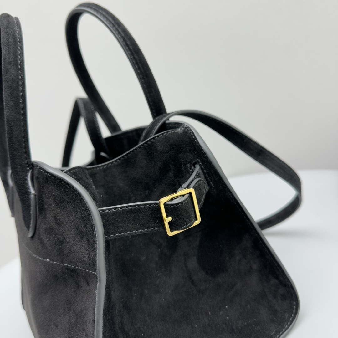 The Row Suede Soft Suede Margaux 10 Bag THR153678 Black