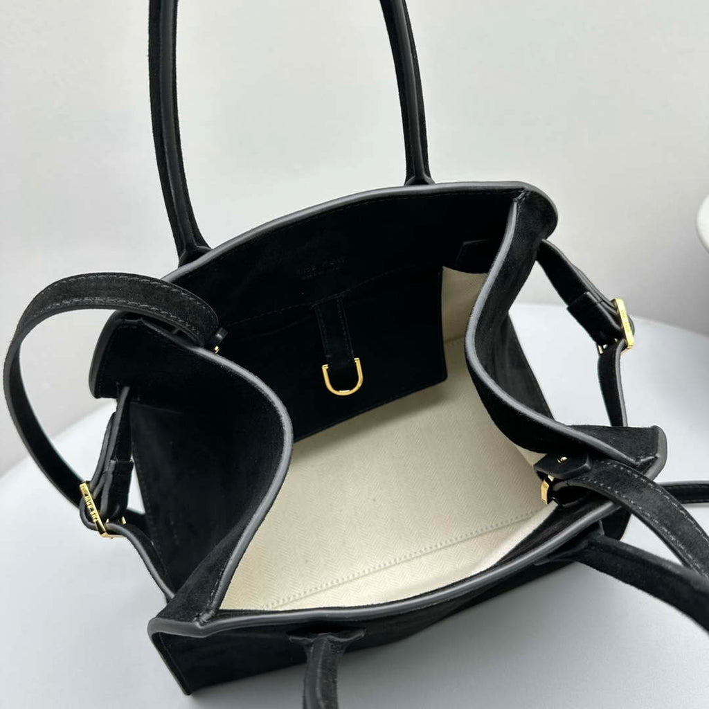 The Row Suede Soft Suede Margaux 10 Bag THR153678 Black