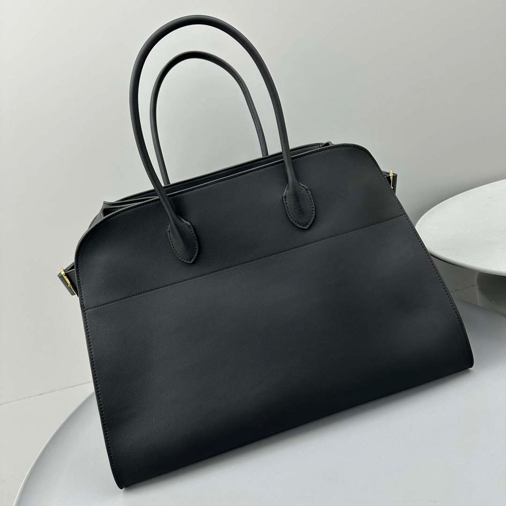 The Row THR116945 Smooth Calfskin Soft Margaux 17 Top Handle Bag T11010