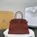 The Row THR116945 Smooth Calfskin Soft Margaux 17 Top Handle Bag T11011