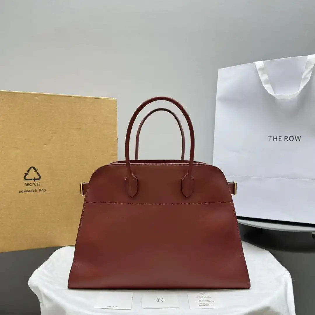 The Row THR116945 Smooth Calfskin Soft Margaux 17 Top Handle Bag T11011