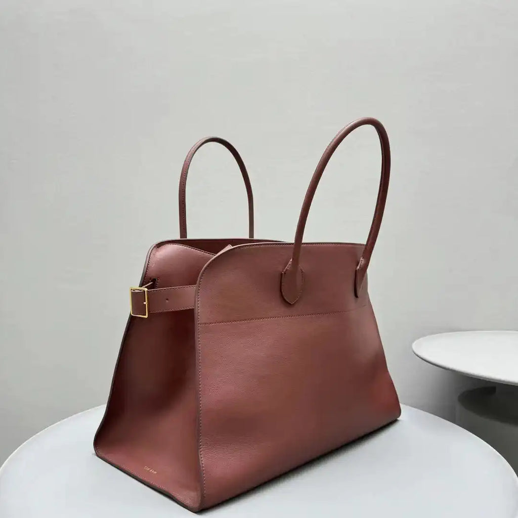 The Row THR116945 Smooth Calfskin Soft Margaux 17 Top Handle Bag T11011