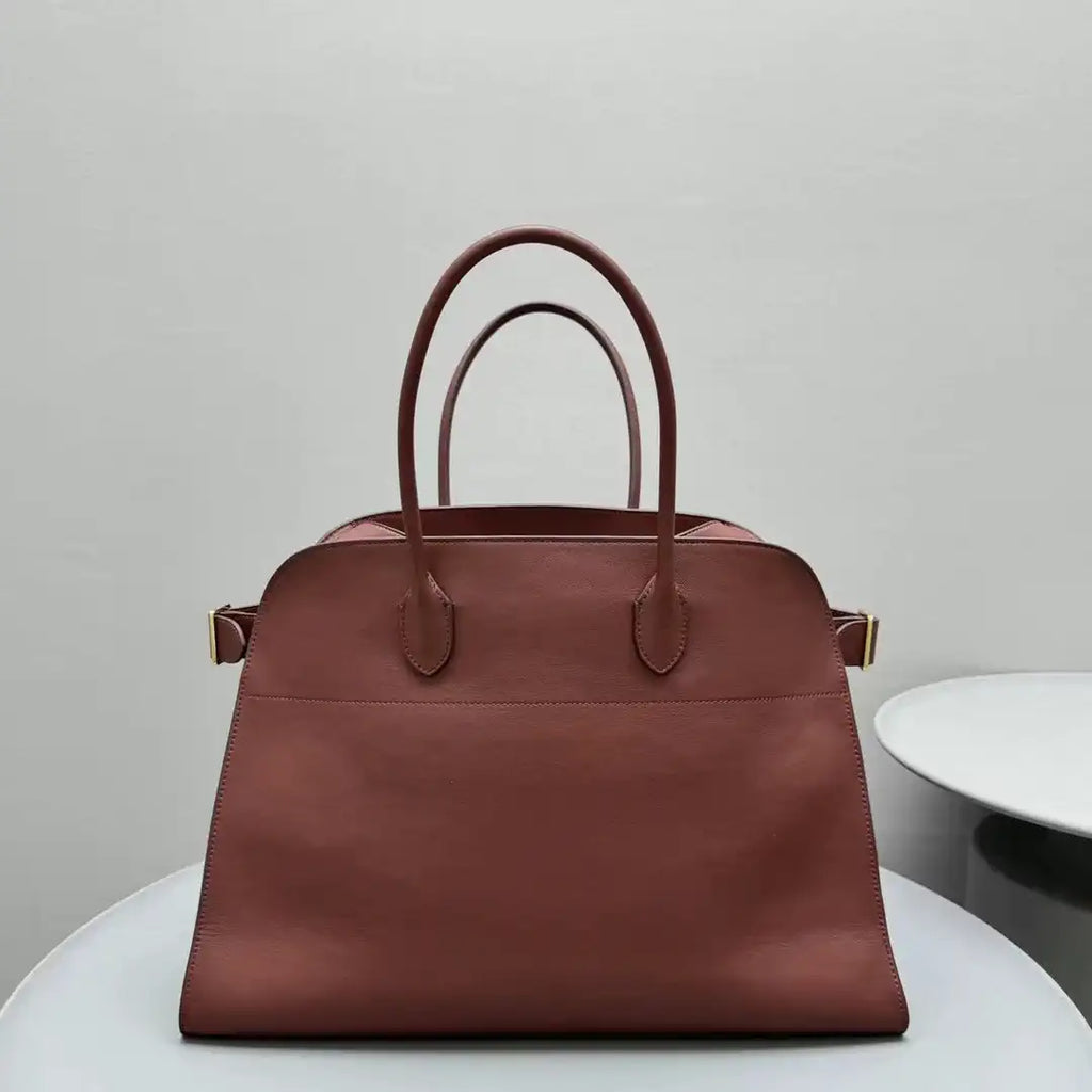 The Row THR116945 Smooth Calfskin Soft Margaux 17 Top Handle Bag T11011