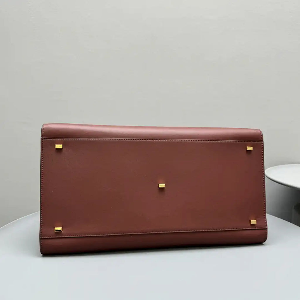 The Row THR116945 Smooth Calfskin Soft Margaux 17 Top Handle Bag T11011