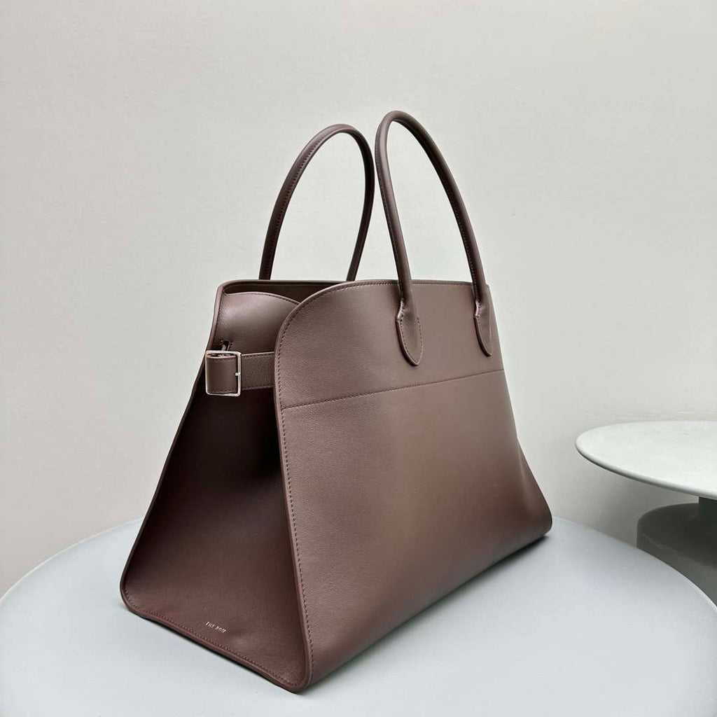 The Row THR116945 Suede Soft Margaux 17 Top Handle Bag T11003