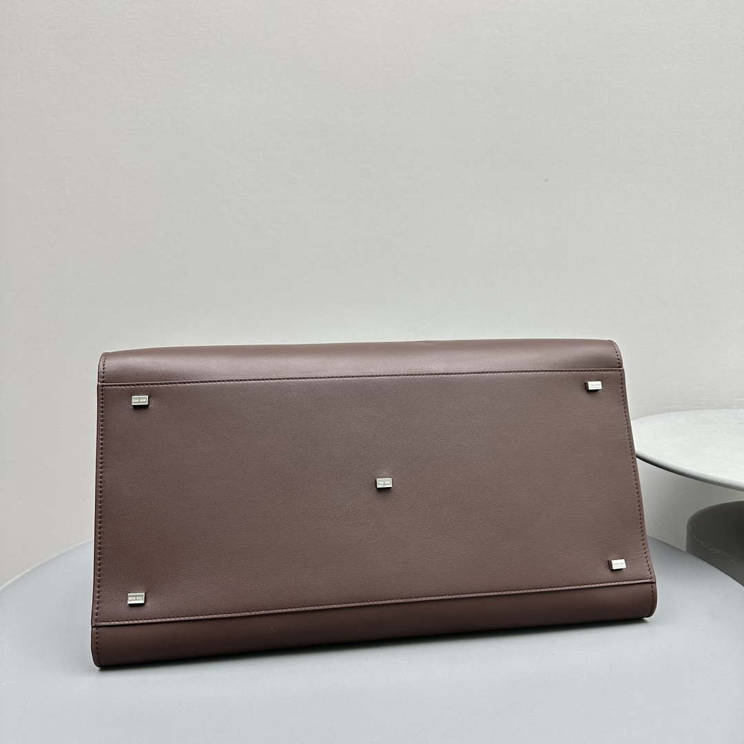 The Row THR116945 Suede Soft Margaux 17 Top Handle Bag T11003