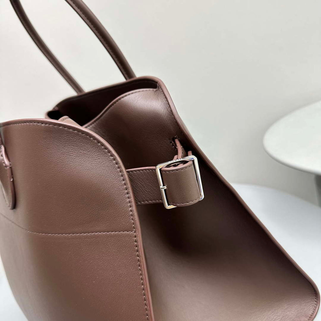 The Row THR116945 Suede Soft Margaux 17 Top Handle Bag T11003