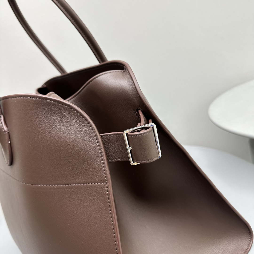 The Row THR116945 Suede Soft Margaux 17 Top Handle Bag T11003