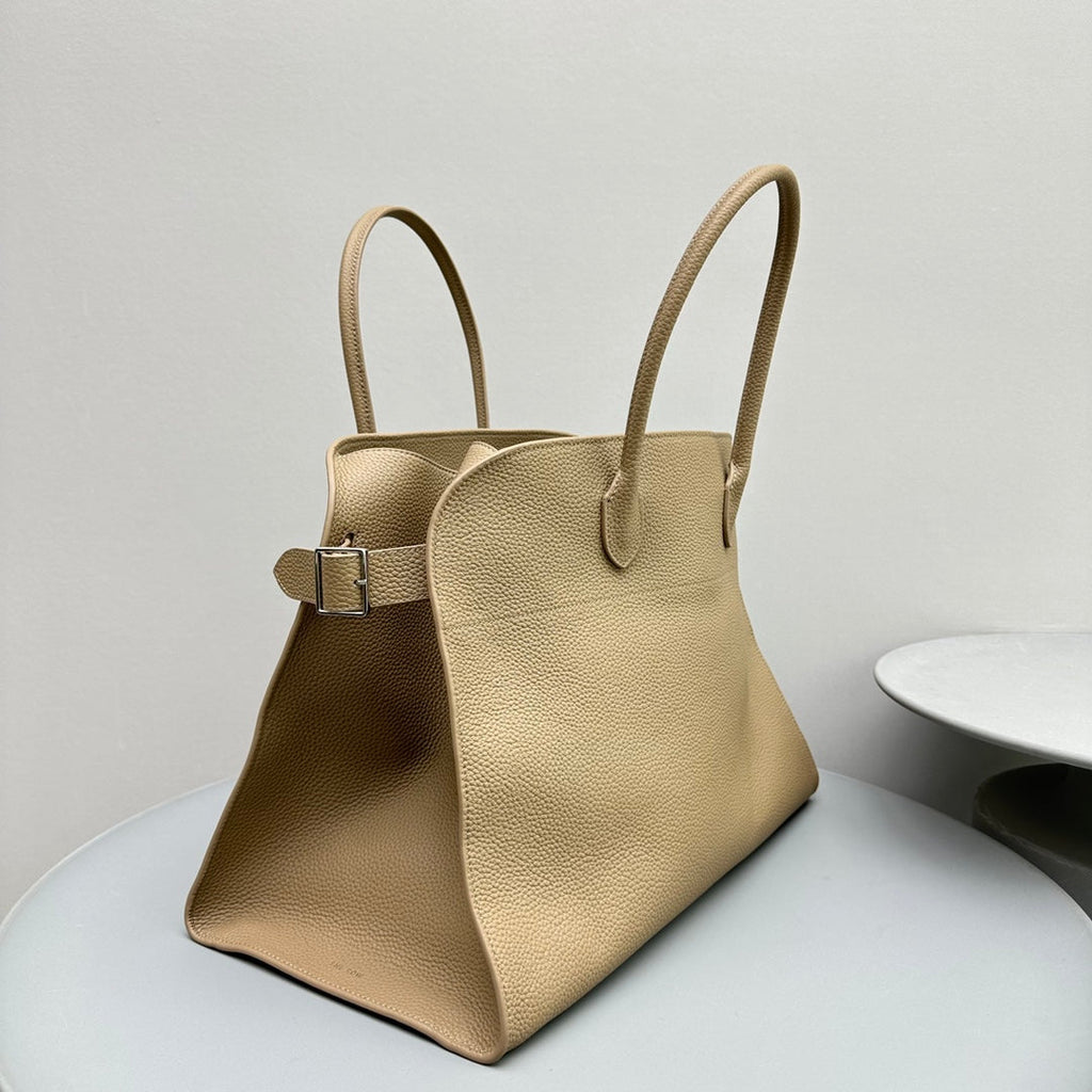 The Row THR116945 Suede Soft Margaux 17 Top Handle Bag T11004