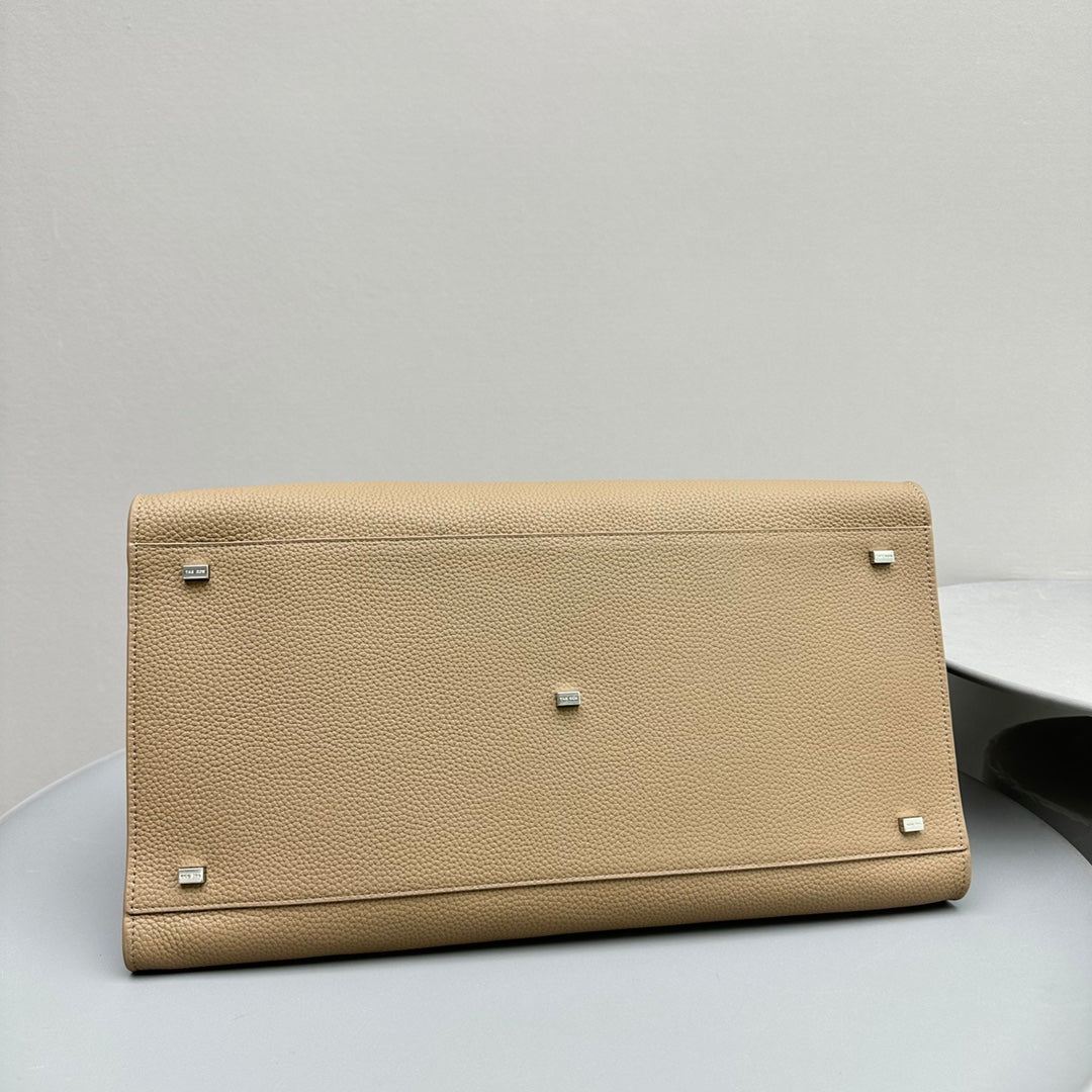 The Row THR116945 Suede Soft Margaux 17 Top Handle Bag T11004