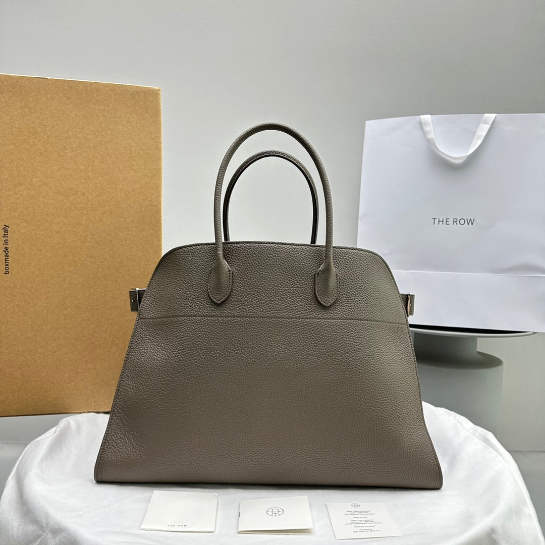 The Row THR116945 Suede Soft Margaux 17 Top Handle Bag T11007