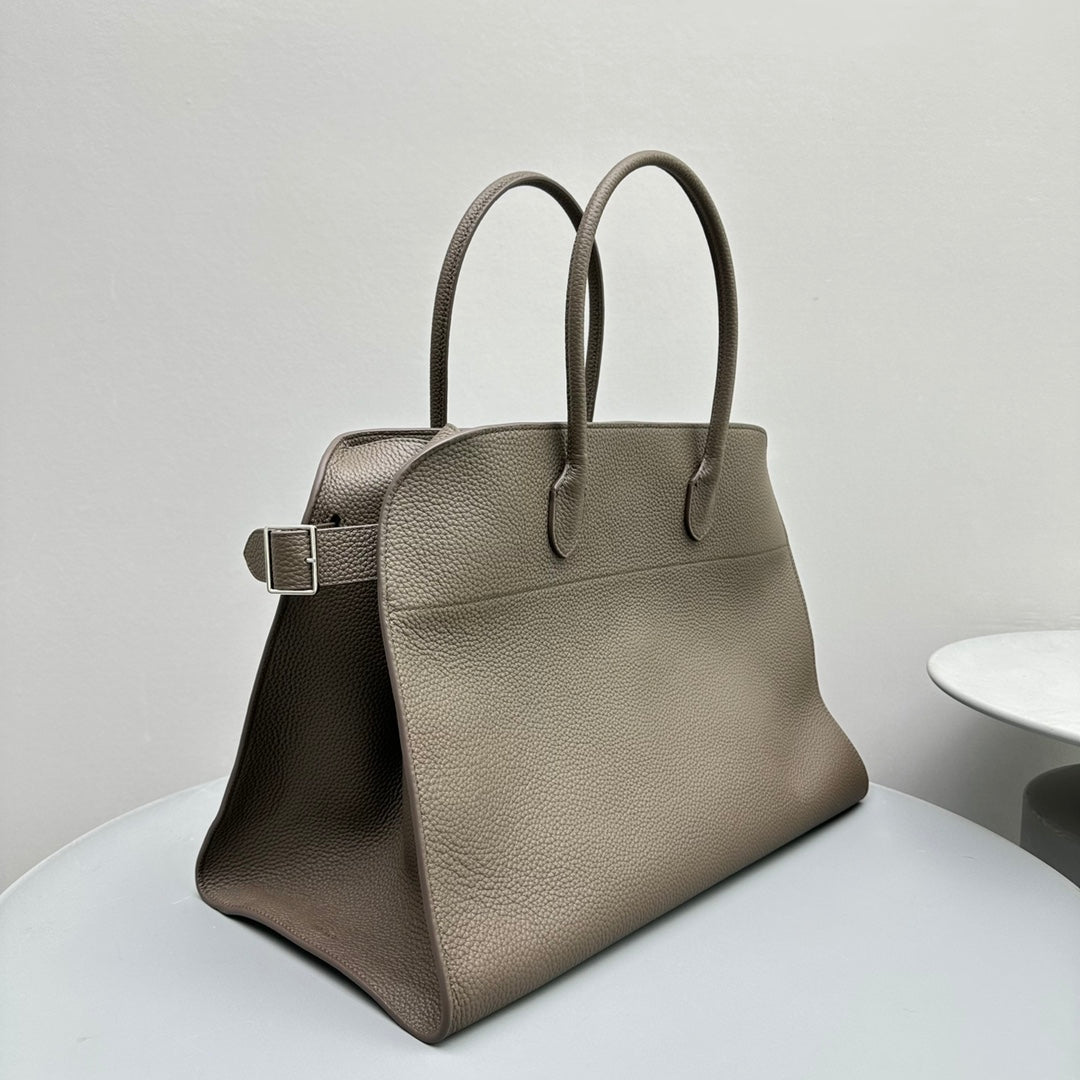 The Row THR116945 Suede Soft Margaux 17 Top Handle Bag T11007