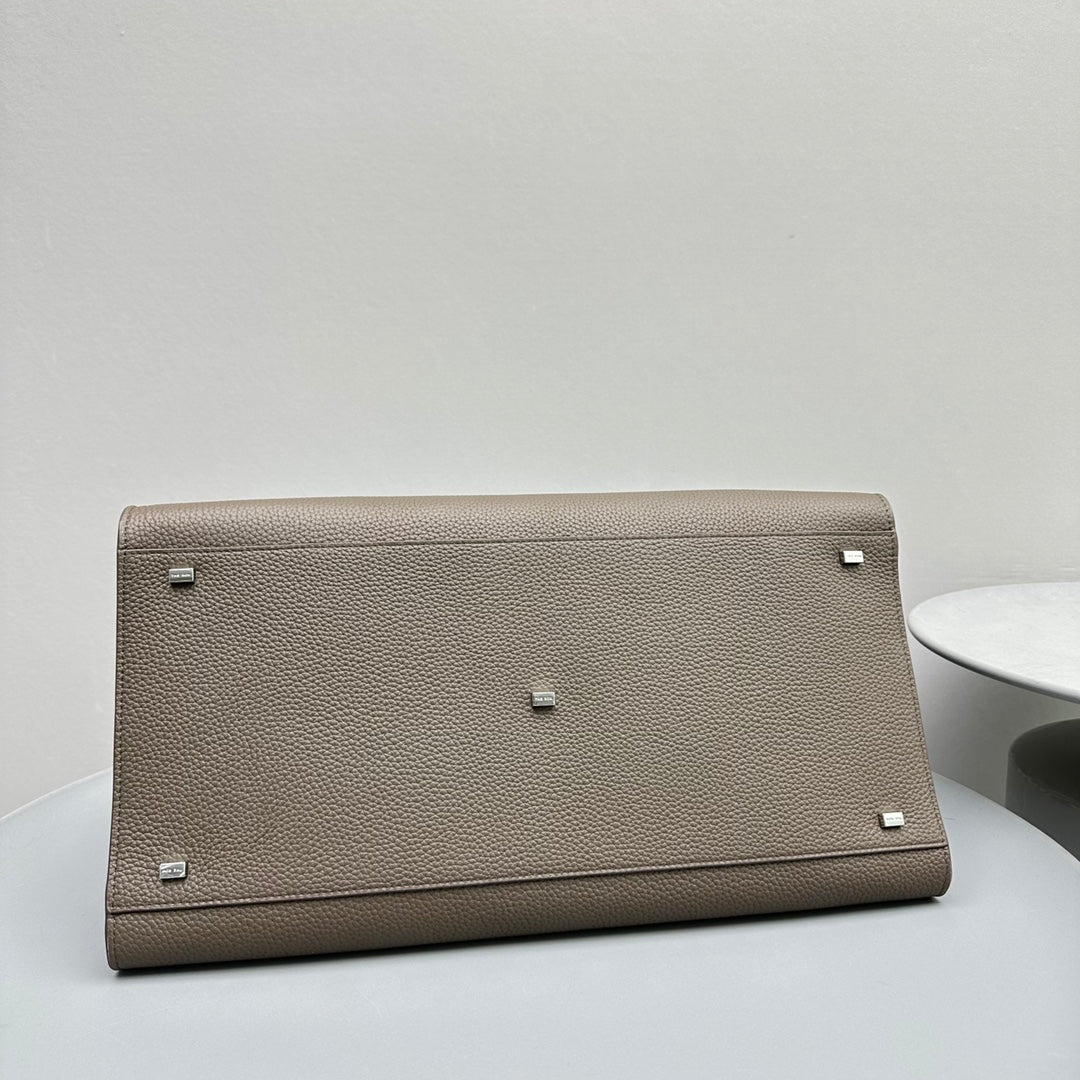 The Row THR116945 Suede Soft Margaux 17 Top Handle Bag T11007