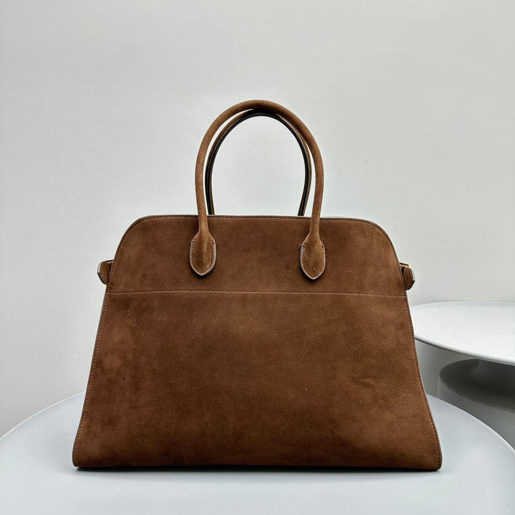 The Row THR116945 Suede Soft Margaux 17 Top Handle Bag T11008