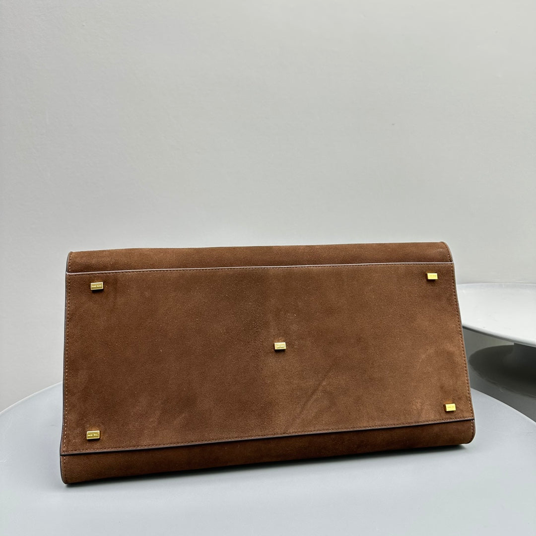 The Row THR116945 Suede Soft Margaux 17 Top Handle Bag T11008