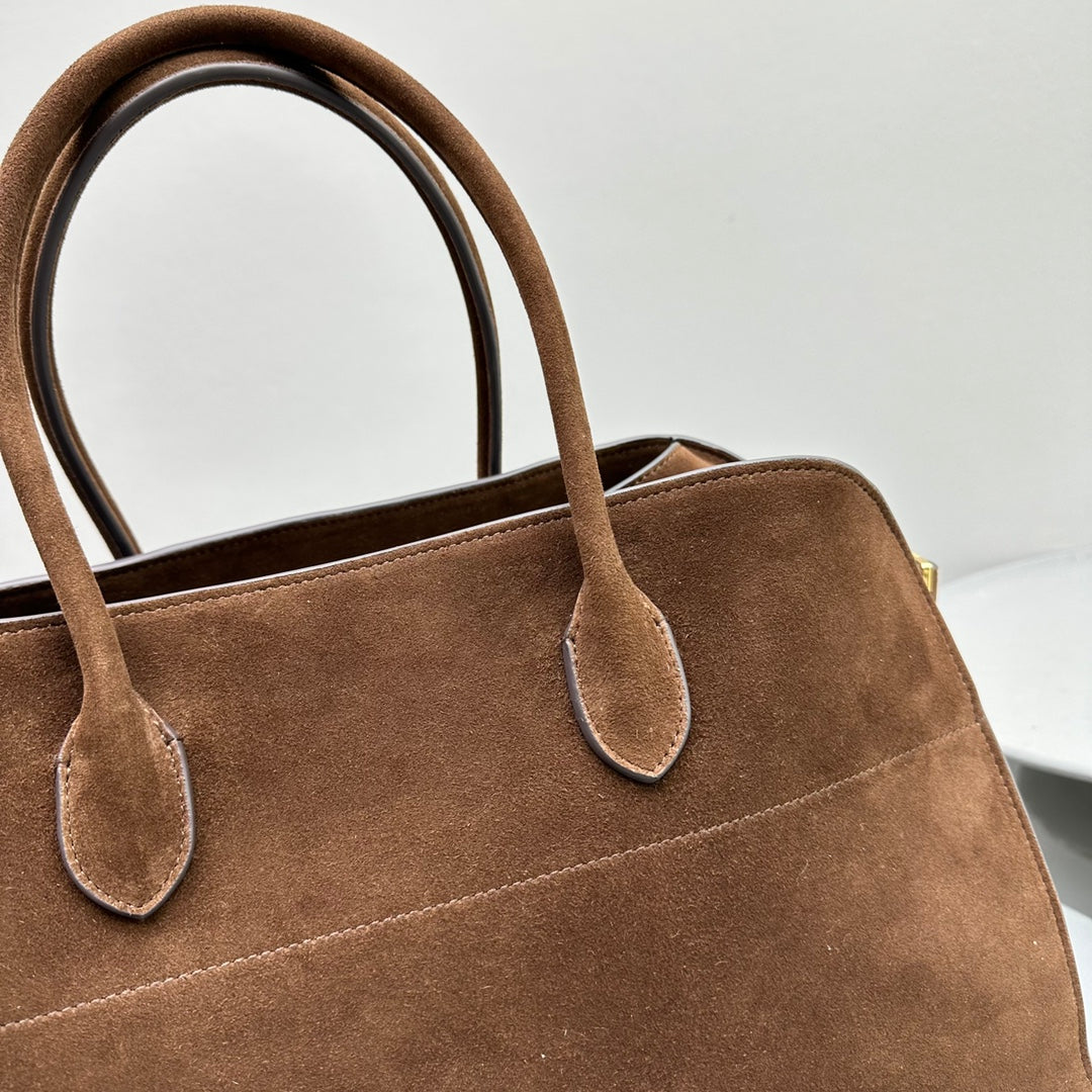 The Row THR116945 Suede Soft Margaux 17 Top Handle Bag T11008