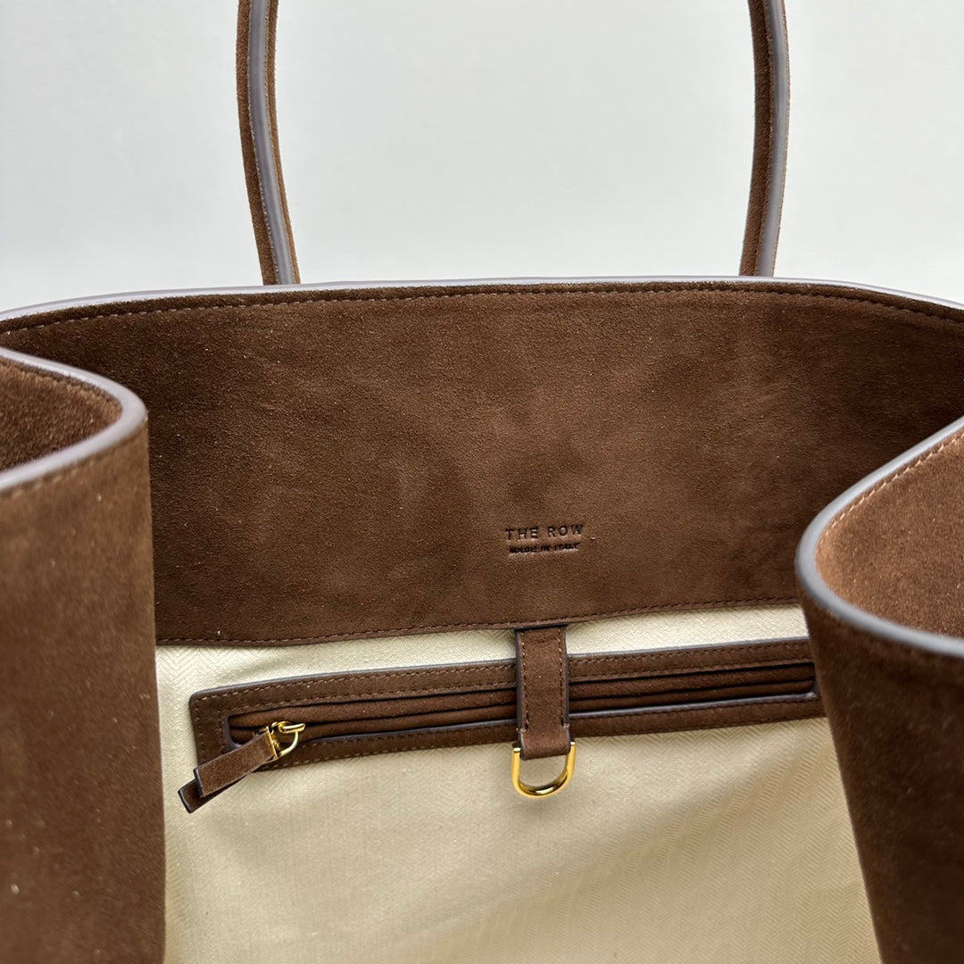 The Row THR116945 Suede Soft Margaux 17 Top Handle Bag T11008