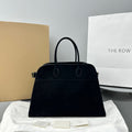 The Row THR116945 Suede Soft Margaux 17 Top Handle Bag T11009