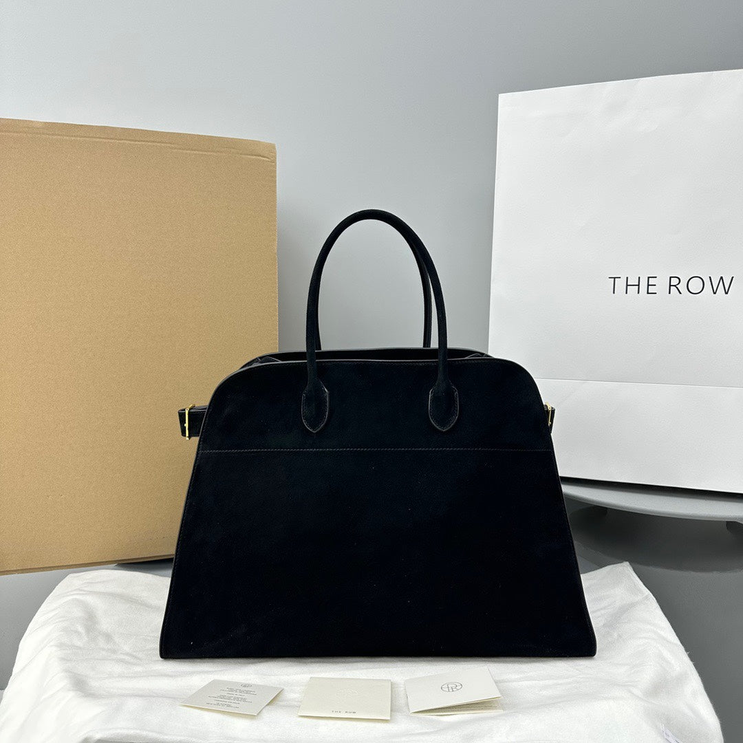 The Row THR116945 Suede Soft Margaux 17 Top Handle Bag T11009