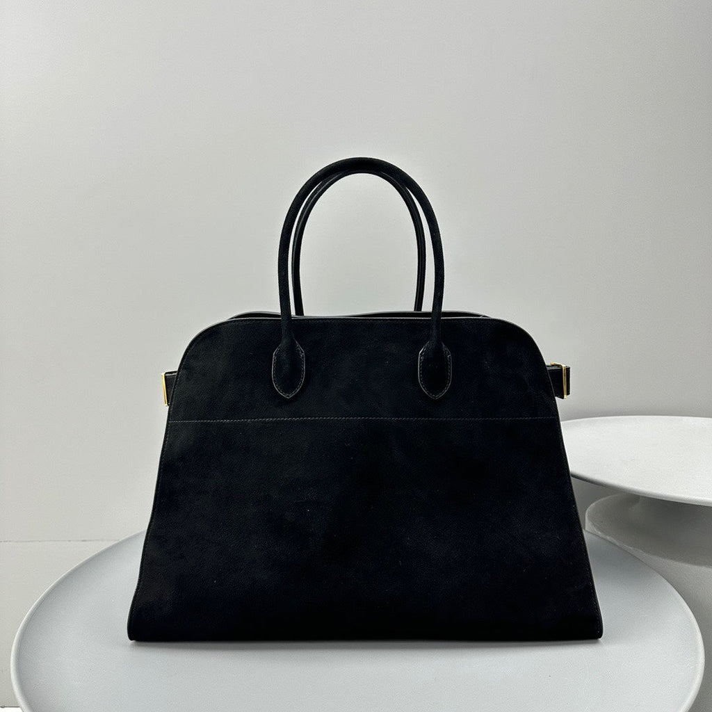 The Row THR116945 Suede Soft Margaux 17 Top Handle Bag T11009