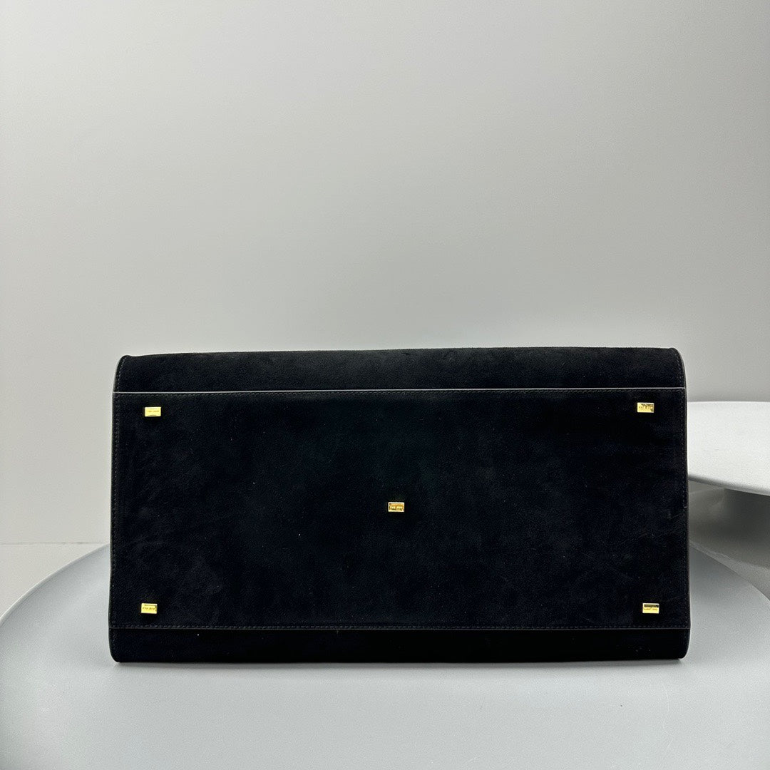 The Row THR116945 Suede Soft Margaux 17 Top Handle Bag T11009