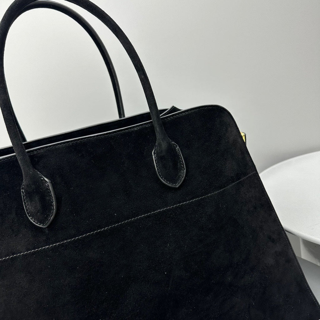 The Row THR116945 Suede Soft Margaux 17 Top Handle Bag T11009