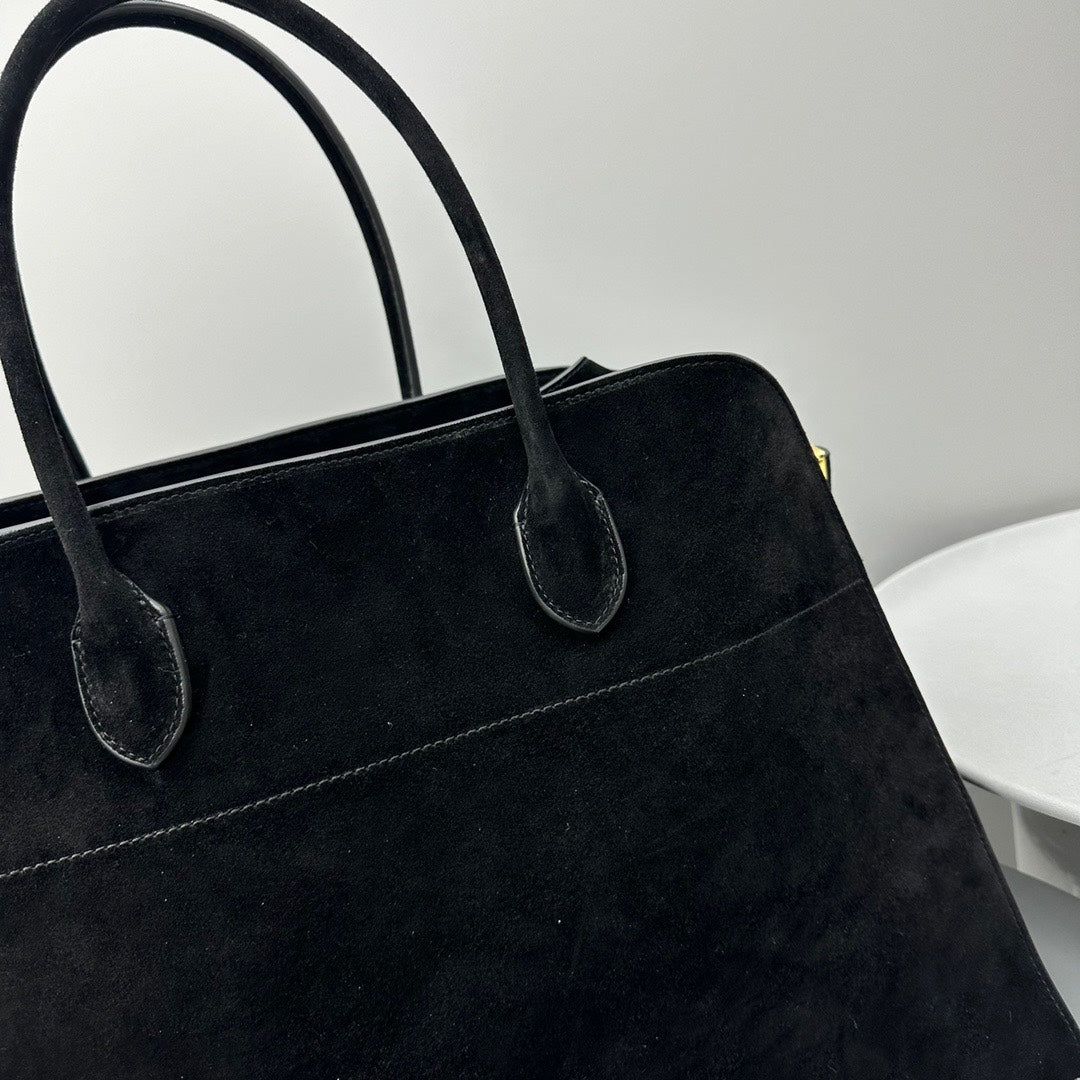 The Row THR116945 Suede Soft Margaux 17 Top Handle Bag T11009