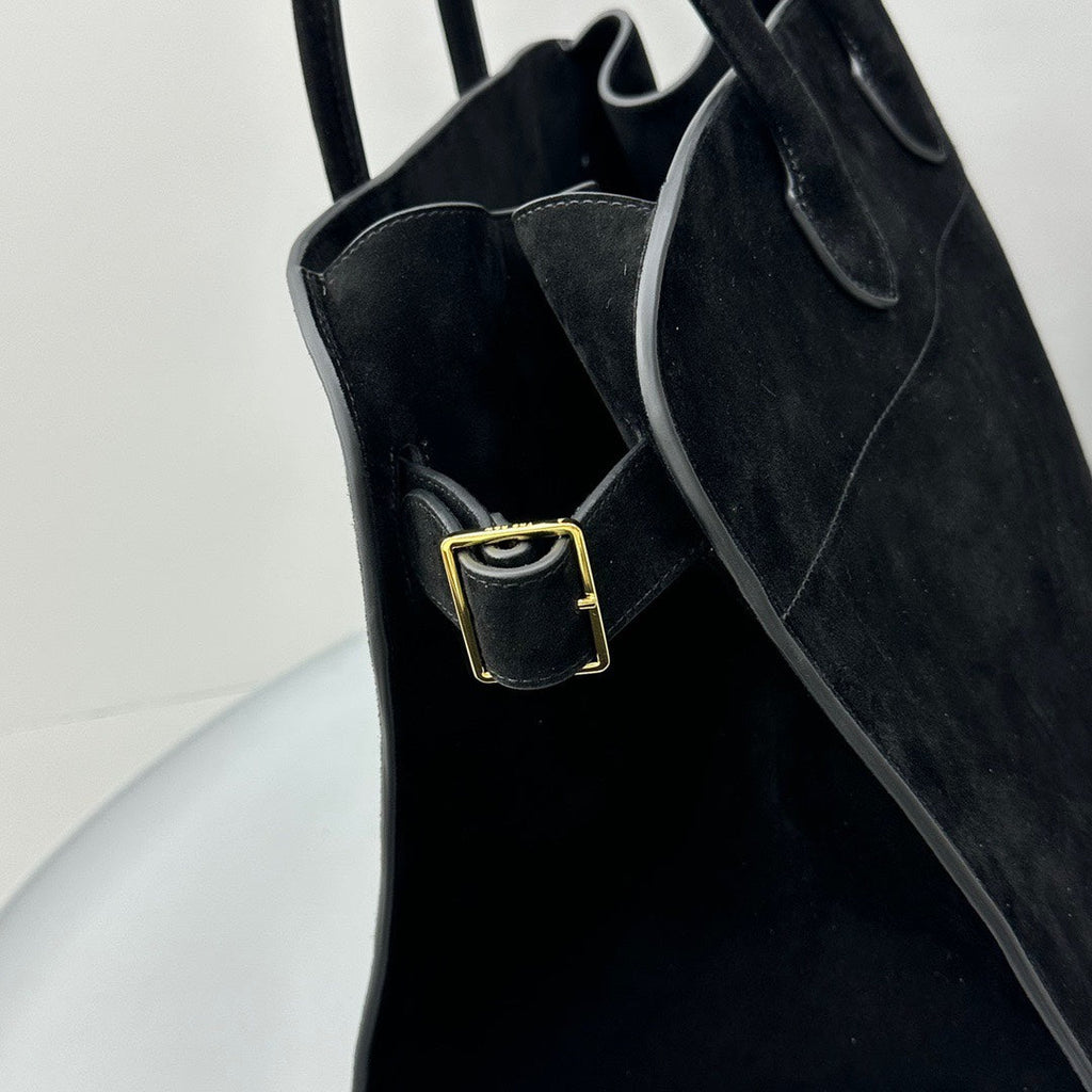 The Row THR116945 Suede Soft Margaux 17 Top Handle Bag T11009