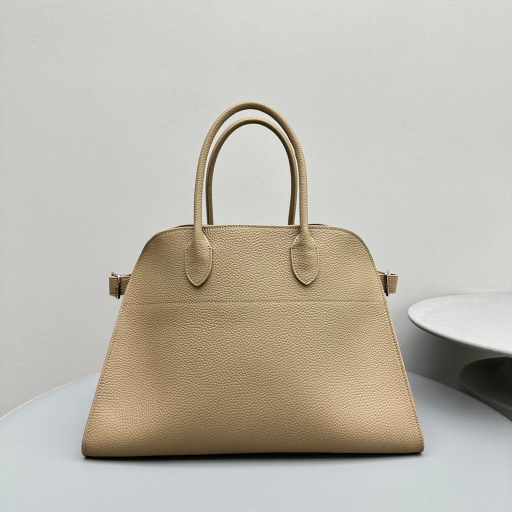 The Row W1255L72 Calfskin Margaux 15 Air buckled textured-leather tote T10994