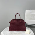 The Row W1255L72 Suede Soft Margaux 15 Air buckled tote T10998