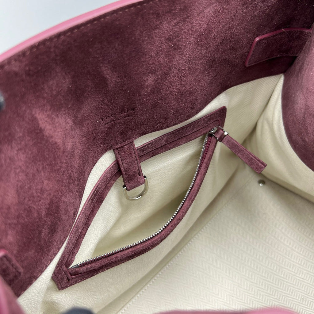 The Row W1255L72 Suede Soft Margaux 15 Air buckled tote T10998