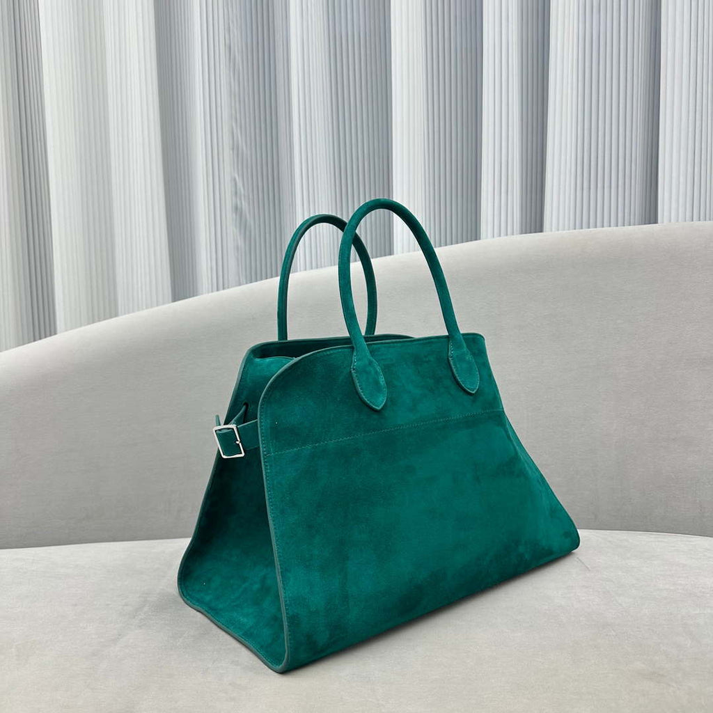 The Row W1255L72 Suede Soft Margaux 15 Air buckled tote T10999