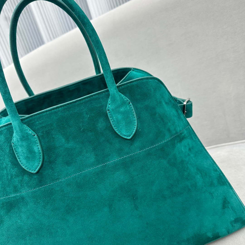 The Row W1255L72 Suede Soft Margaux 15 Air buckled tote T10999