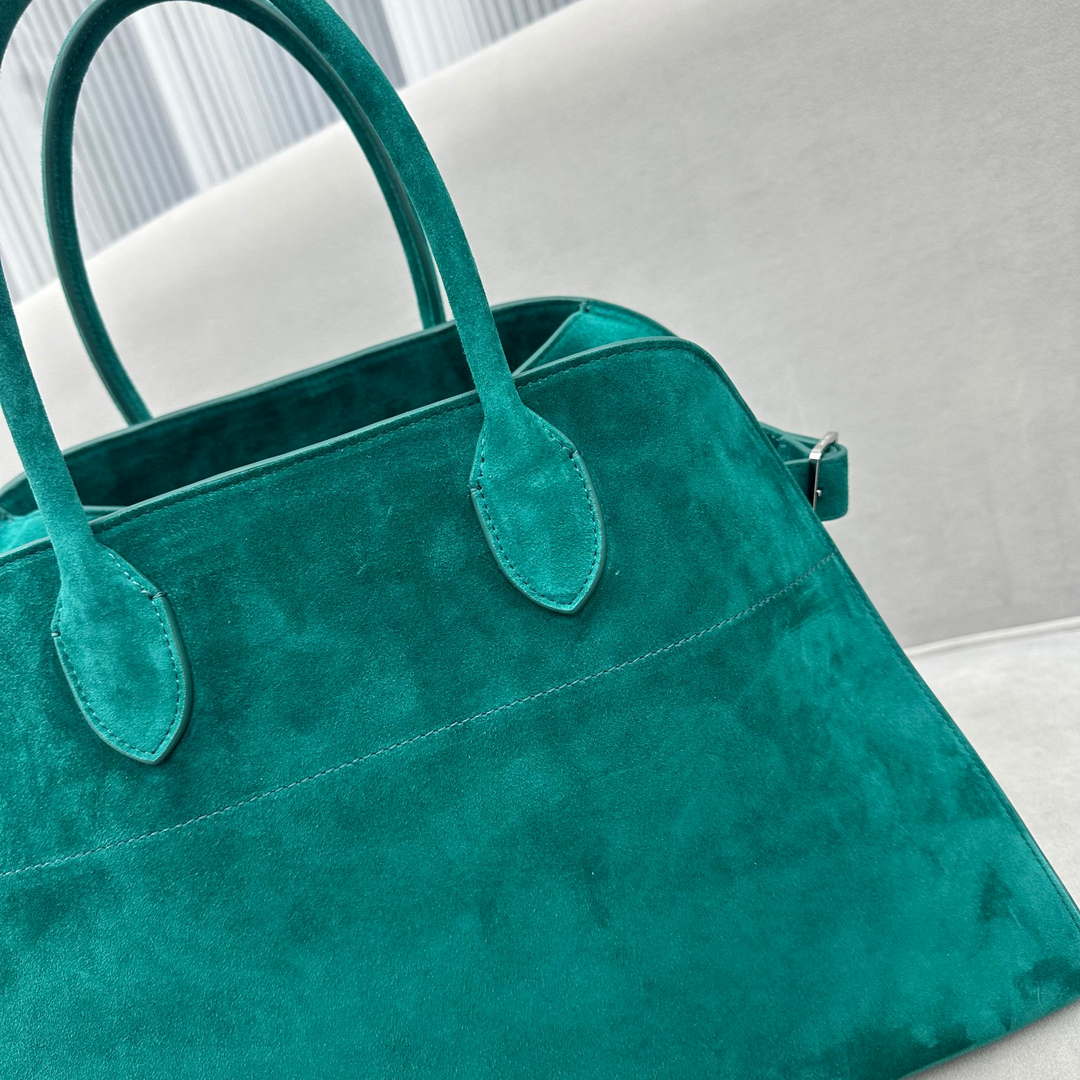 The Row W1255L72 Suede Soft Margaux 15 Air buckled tote T10999