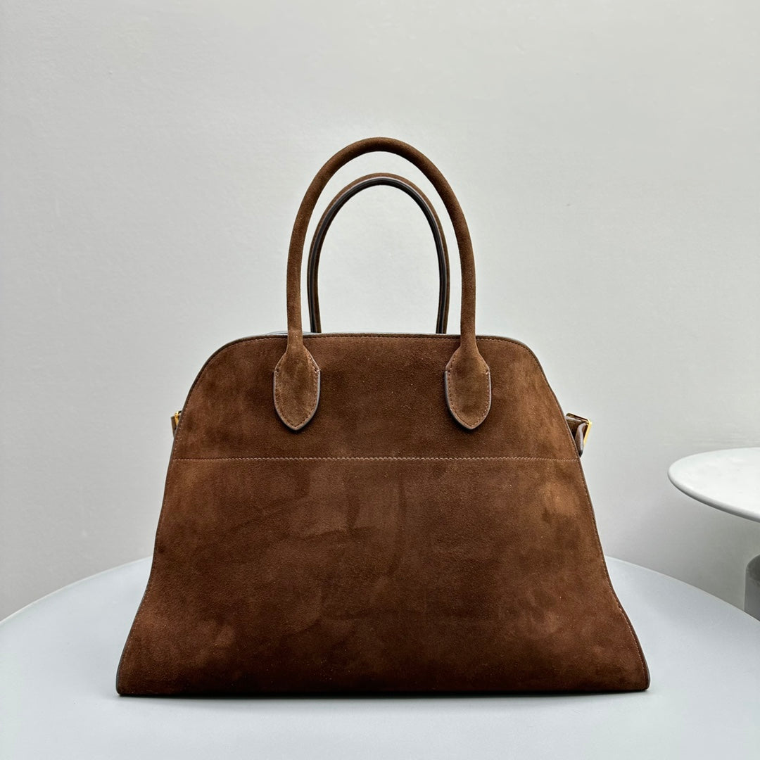 The Row W1255L72 Suede Soft Margaux 15 Air buckled tote T11000