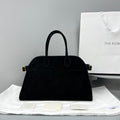 The Row W1255L72 Suede Soft Margaux 15 Air buckled tote T11001